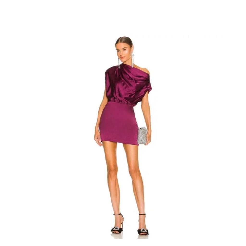 Purple Ruched One Shoulder Sheath Dress